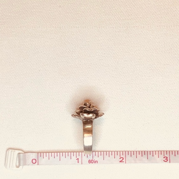 ROSE STERLING SILVER RING  .925 STAMPED ROSE IS 3/4” DIMENSIONAL AROUND SIZE 6 - Picture 11 of 14